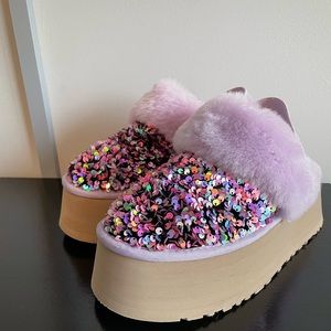 UGG Funkette Stellar Sequin Platform Slippers